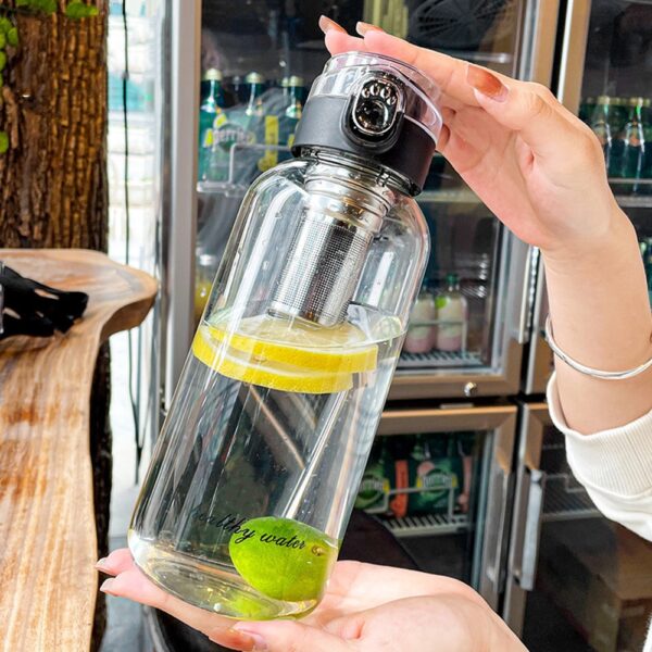 1-Liter Glass Travel Water Bottle Portable Drinkware for Outdoor Adventures, Coffee, and Heat Resistance - Image 2