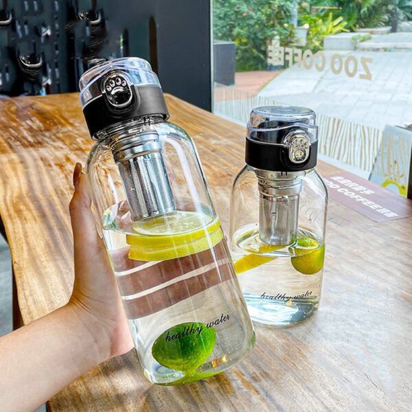 1-Liter Glass Travel Water Bottle Portable Drinkware for Outdoor Adventures, Coffee, and Heat Resistance