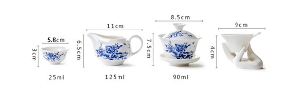 Tea Kit 11-Piece Chinese Kung Fu Tea Set with Ceramic Teacups, Porcelain Gaiwan, and Teapot for Tea Ceremony - Image 6