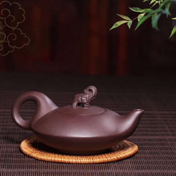 Tea Kit 180CC Elephant Design Clay Teapot with Lid - Household Kung Fu Teaware, Ceramic Kettle, and Raw Ore Teapots for Tea Ceremony Supplies - Image 2