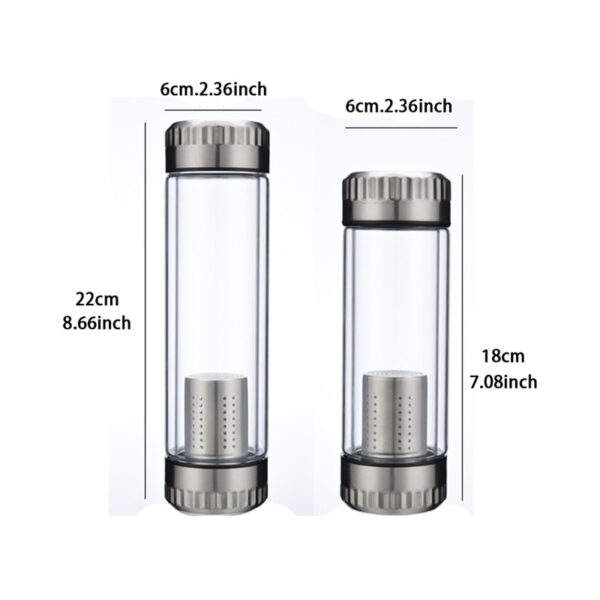 Tea Infusing Bottle 300/400/600ML Glass Water Bottle with Stainless Steel Tea Infuser, Double Wall Lid, Thick Bottom – Perfect for Office, Home, and Gifting - Image 3