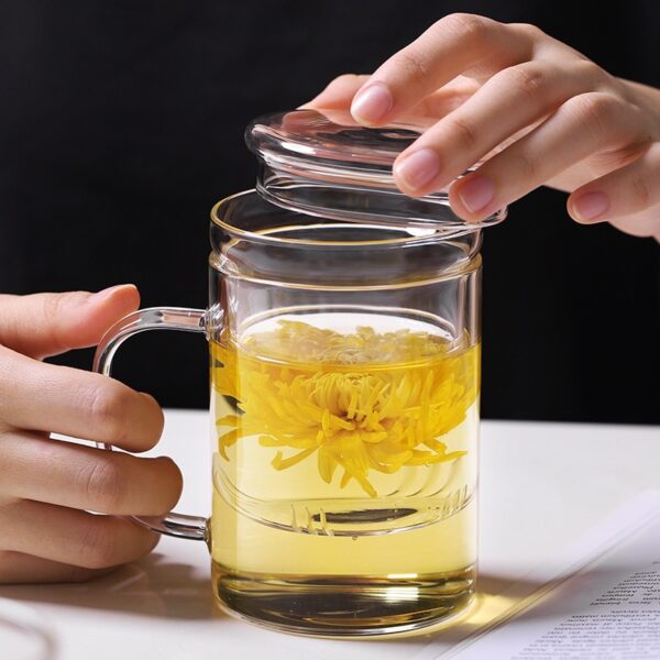 Infuser Mug for Office 400ML Glass Teacup with High Temperature Resistance - Image 4