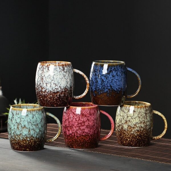 Tea Steeping Mug 480ml Ceramic Kiln-Changed Cup with Handle - Perfect for Coffee, Water, and Porcelain Pottery - Image 2
