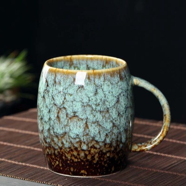 Tea Steeping Mug 480ml Ceramic Kiln-Changed Cup with Handle - Perfect for Coffee, Water, and Porcelain Pottery