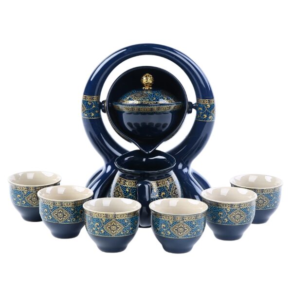 Tea Kit 8-Piece Semi-Automatic Chinese Ceramic Purple Clay Tea Set with Tea Cups and Kung Fu Teapot - Image 6