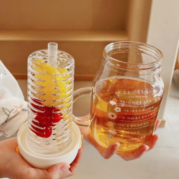 Glass Water Bottle With Fruit Infuser - 850/550ml Portable Drinking Bottle with Tea Infuser Filter - Image 2