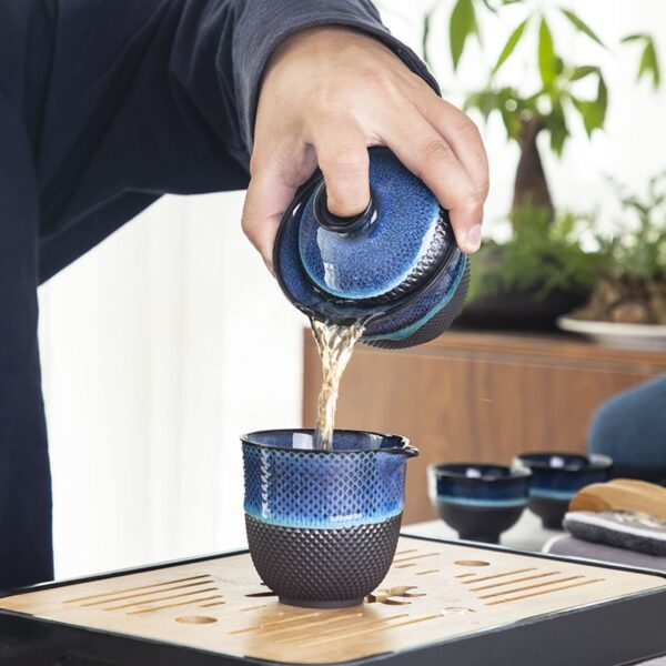 Tea Kit Chinese Kung Fu Ceramic Glaze Travel Tea Set with Teapot, Teacup, Gaiwan, and Porcelain Teaware Sets for a Tea Ceremony - Image 3