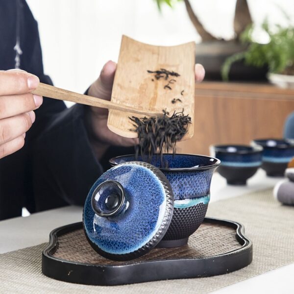 Tea Kit Chinese Kung Fu Ceramic Glaze Travel Tea Set with Teapot, Teacup, Gaiwan, and Porcelain Teaware Sets for a Tea Ceremony - Image 4