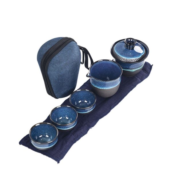 Tea Kit Chinese Kung Fu Ceramic Glaze Travel Tea Set with Teapot, Teacup, Gaiwan, and Porcelain Teaware Sets for a Tea Ceremony - Image 5