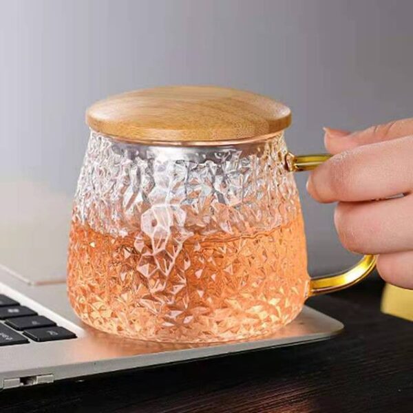 Infuser Mug Creative Glass Tea Cup with Transparent Filter, Bamboo Lid, and Heat-Resistant Design for Office Tea and More - Image 5