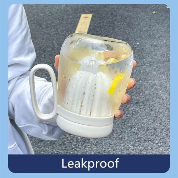 Glass Water Bottle With Fruit Infuser - 850ml Large Tumbler with Straw, Cute Kawaii Design, Leakproof, and Convenient Handle - Image 4