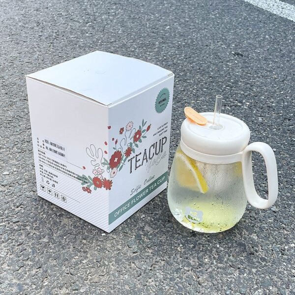 Glass Water Bottle With Fruit Infuser - 850ml Large Tumbler with Straw, Cute Kawaii Design, Leakproof, and Convenient Handle - Image 5
