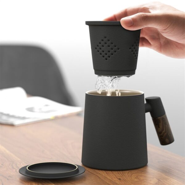 Tea Steeping Mug 400ml Ceramic Coffee & Tea Mug with Handle, Filter, and Lid – Premium Home and Office Porcelain Cup for Special Gifts - Image 4