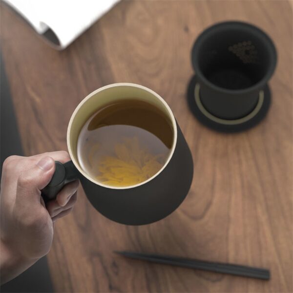 Tea Steeping Mug 400ml Ceramic Coffee & Tea Mug with Handle, Filter, and Lid – Premium Home and Office Porcelain Cup for Special Gifts - Image 5