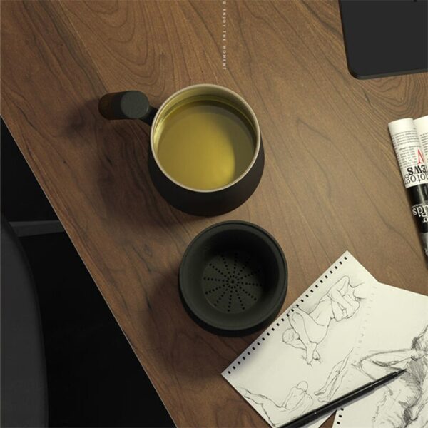 Tea Steeping Mug 400ml Ceramic Coffee & Tea Mug with Handle, Filter, and Lid – Premium Home and Office Porcelain Cup for Special Gifts - Image 6