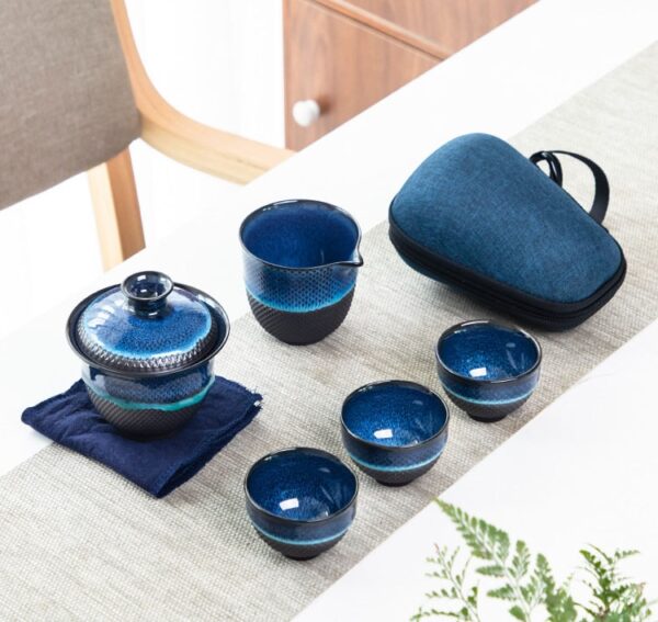 Tea Kit Chinese Kung Fu Ceramic Glaze Travel Tea Set with Teapot, Teacup, Gaiwan, and Porcelain Teaware Sets for a Tea Ceremony - Image 7