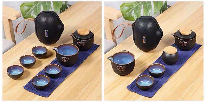 Tea Kit High-Grade Chinese Travel Tea Set with Kung Fu Ceramic Teapot, Porcelain Teaset, Gaiwan, and Tea Cups for Tea Ceremony