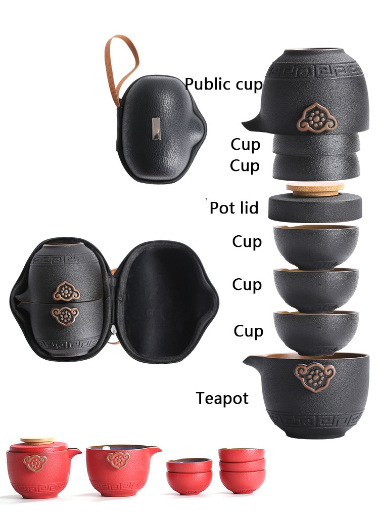 Tea Kit High-Grade Chinese Travel Tea Set with Kung Fu Ceramic Teapot, Porcelain Teaset, Gaiwan, and Tea Cups for Tea Ceremony