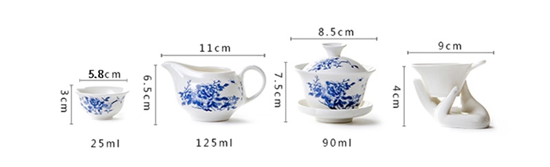 Tea Kit 11-Piece Chinese Kung Fu Tea Set with Ceramic Teacups, Porcelain Gaiwan, and Teapot for Tea Ceremony