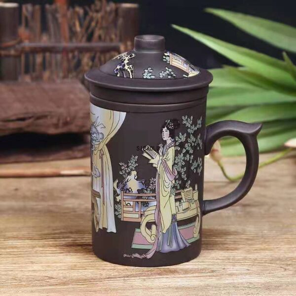 Dragon/Beauty Purple Clay Infuser Mug Tea Cup with Lid, Ideal for Office, Water Cup, and Gift - Image 2