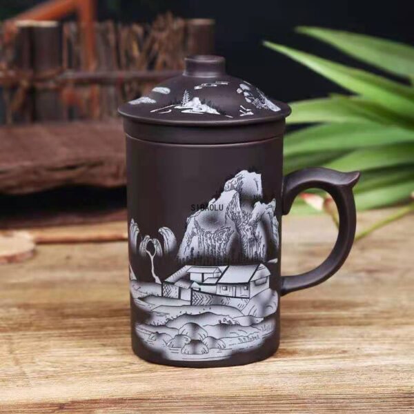 Dragon/Beauty Purple Clay Infuser Mug Tea Cup with Lid, Ideal for Office, Water Cup, and Gift - Image 4