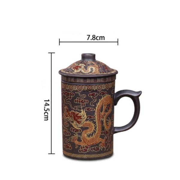 Dragon/Beauty Purple Clay Infuser Mug Tea Cup with Lid, Ideal for Office, Water Cup, and Gift - Image 6