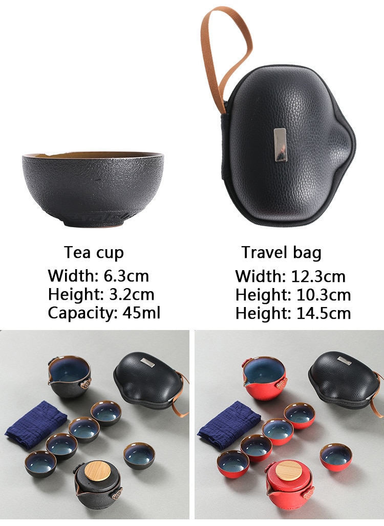 Tea Kit High-Grade Chinese Travel Tea Set with Kung Fu Ceramic Teapot, Porcelain Teaset, Gaiwan, and Tea Cups for Tea Ceremony