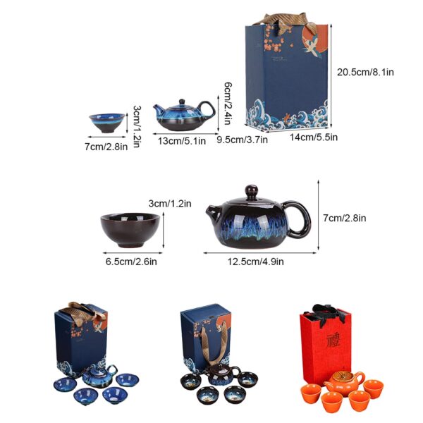 Tea Kit for Office and Hotel Use Portable Ceramic Vintage Teapot and Teacup Set for Business Meetings and Traditional Teaware - Image 6