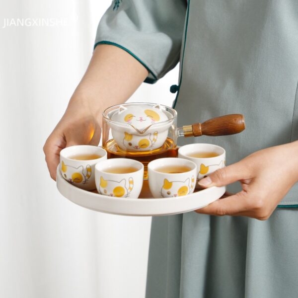 Tea Kit Portable Glass and Ceramic Chinese Kung Fu Tea Set - Ideal Travel Teaware Sets with Teapot, Tea Cup Set, and Infuser - Image 2