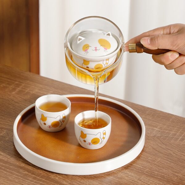 Tea Kit Portable Glass and Ceramic Chinese Kung Fu Tea Set - Ideal Travel Teaware Sets with Teapot, Tea Cup Set, and Infuser - Image 3