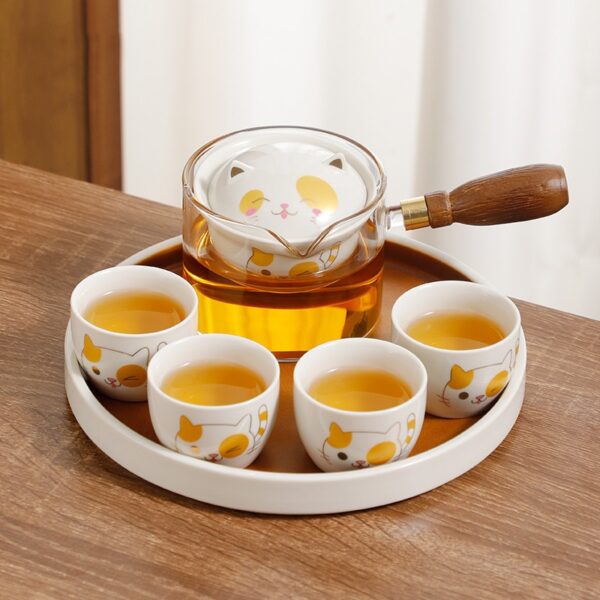 Tea Kit Portable Glass and Ceramic Chinese Kung Fu Tea Set - Ideal Travel Teaware Sets with Teapot, Tea Cup Set, and Infuser