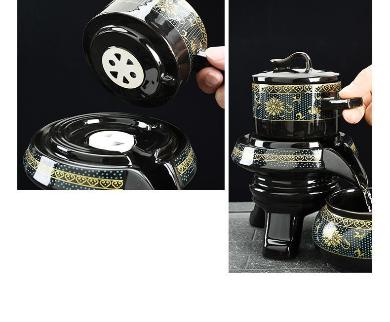 Tea Kit 8-Piece Semi-Automatic Chinese Ceramic Purple Clay Tea Set with Tea Cups and Kung Fu Teapot