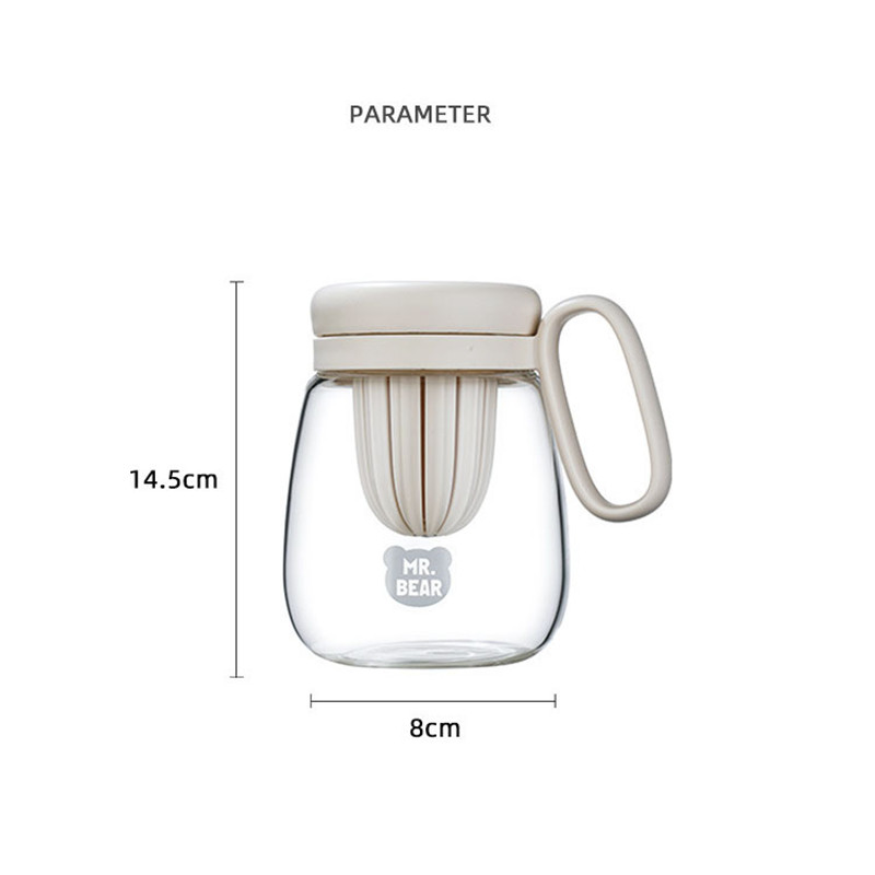 Glass Water Bottle With Fruit Infuser - 850ml Large Tumbler with Straw, Cute Kawaii Design, Leakproof, and Convenient Handle