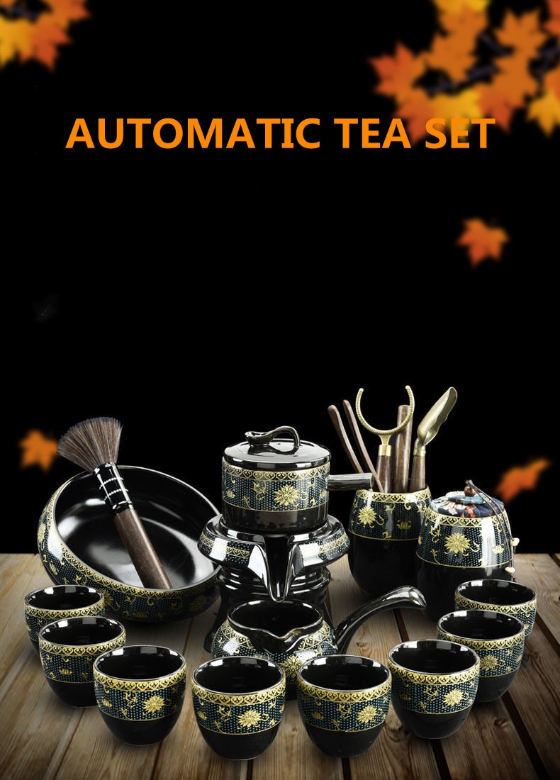Tea Kit 8-Piece Semi-Automatic Chinese Ceramic Purple Clay Tea Set with Tea Cups and Kung Fu Teapot