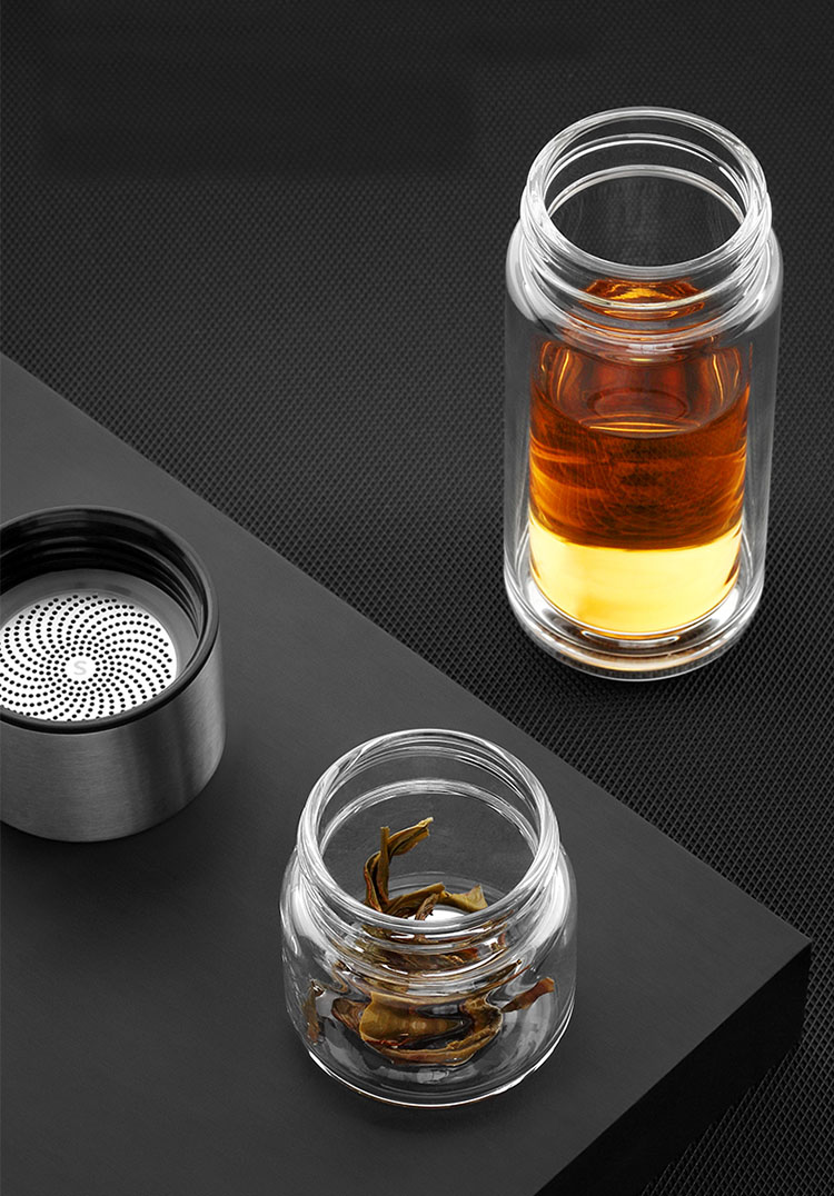 Tea Infusing Bottle Double Wall Thermal Glass Mug with Tea-Water Separation for Creative Insulation