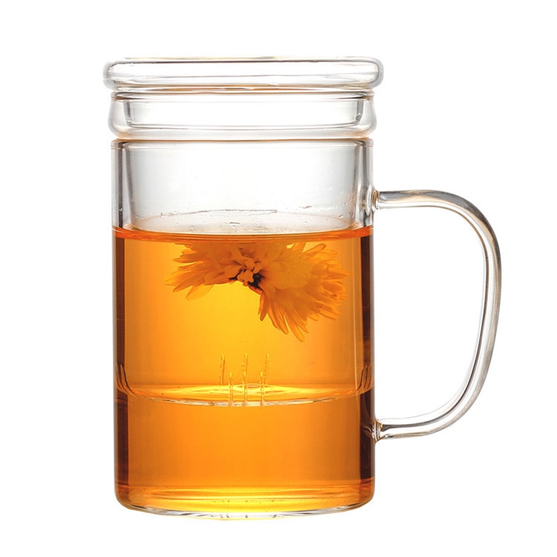 Infuser Mug for Office 400ML Glass Teacup with High Temperature Resistance