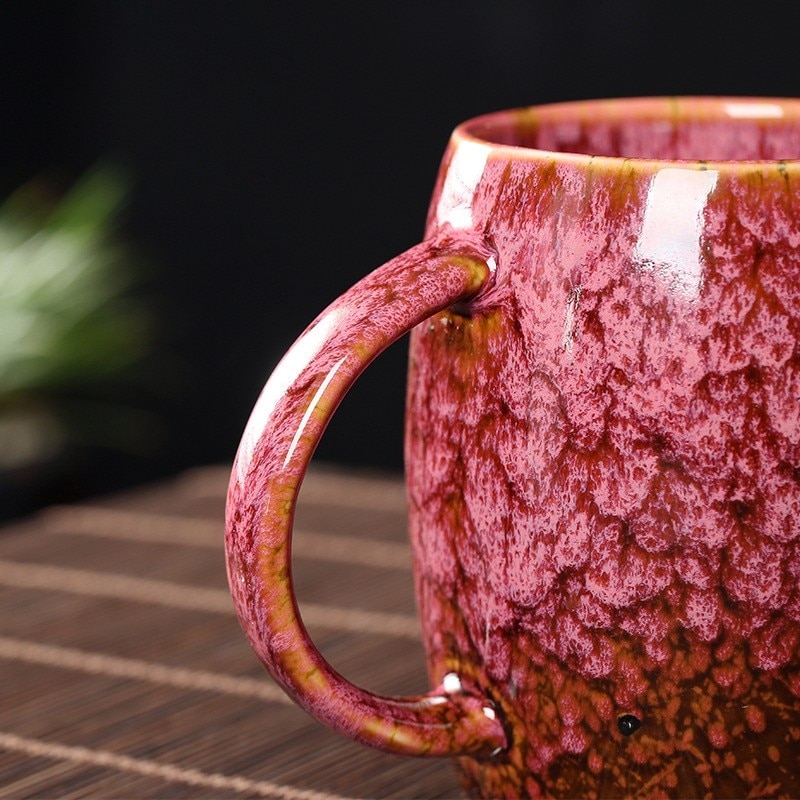 Tea Steeping Mug 480ml Ceramic Kiln-Changed Cup with Handle - Perfect for Coffee, Water, and Porcelain Pottery