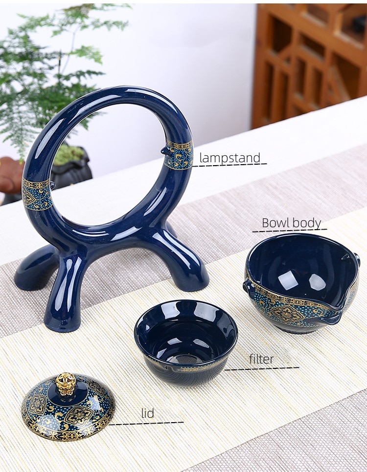 Tea Kit 8-Piece Semi-Automatic Chinese Ceramic Purple Clay Tea Set with Tea Cups and Kung Fu Teapot