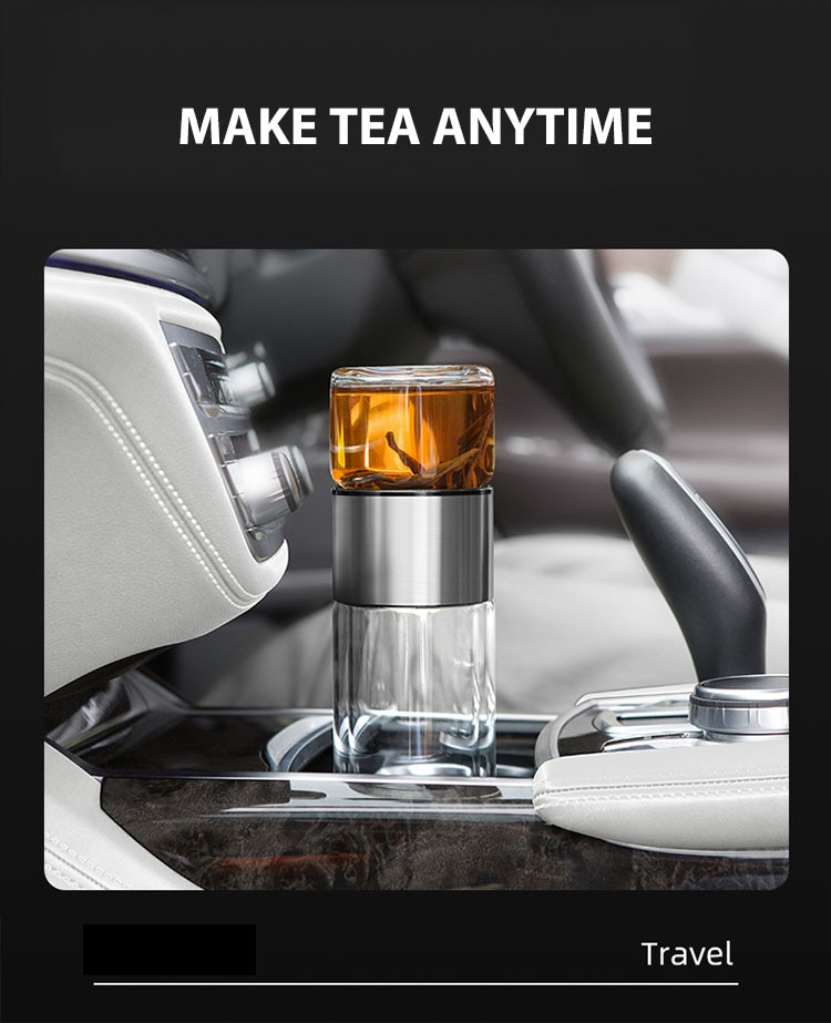Tea Infusing Bottle Double Wall Thermal Glass Mug with Tea-Water Separation for Creative Insulation