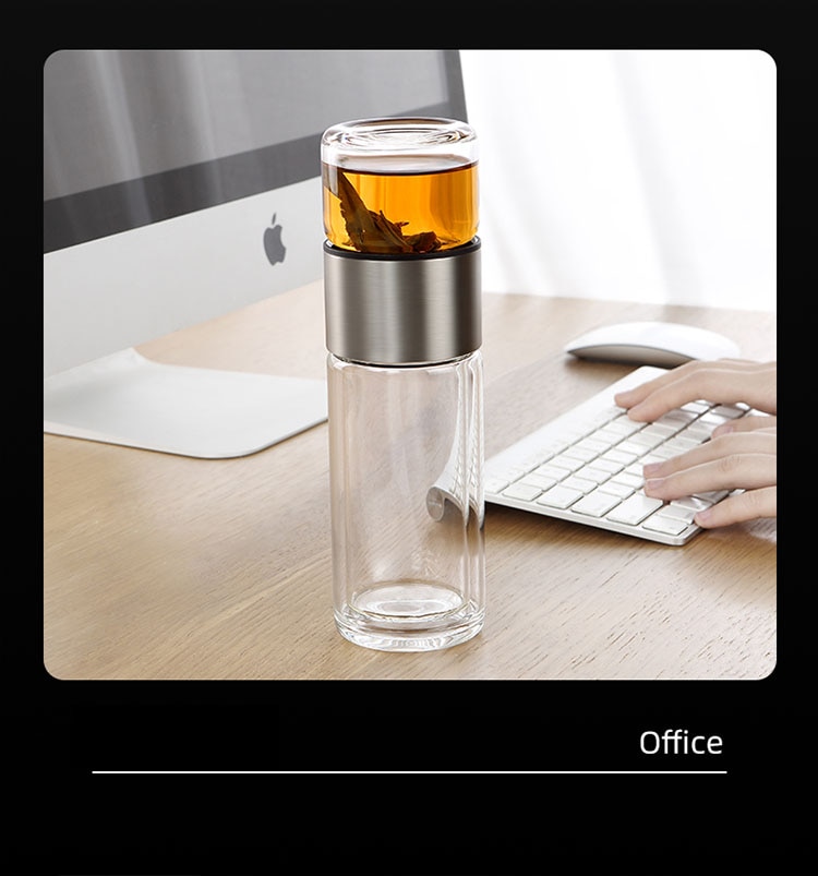Tea Infusing Bottle Double Wall Thermal Glass Mug with Tea-Water Separation for Creative Insulation