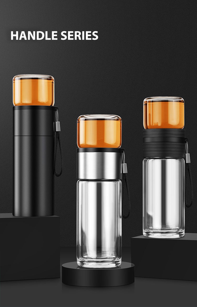 Tea Infusing Bottle Double Wall Thermal Glass Mug with Tea-Water Separation for Creative Insulation