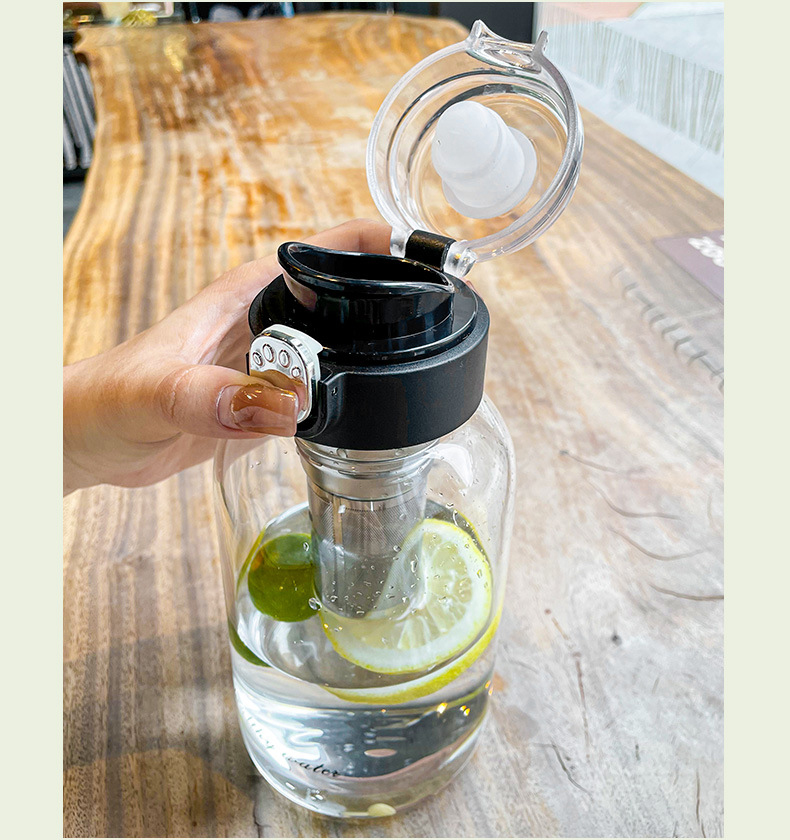 1-Liter Glass Travel Water Bottle Portable Drinkware for Outdoor Adventures, Coffee, and Heat Resistance