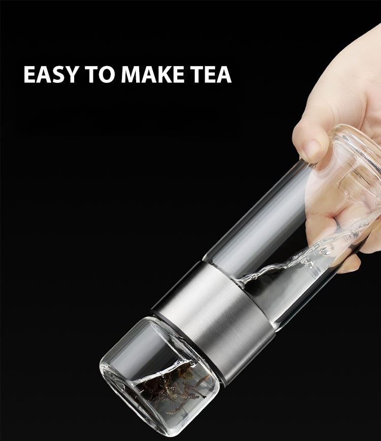 Tea Infusing Bottle Double Wall Thermal Glass Mug with Tea-Water Separation for Creative Insulation