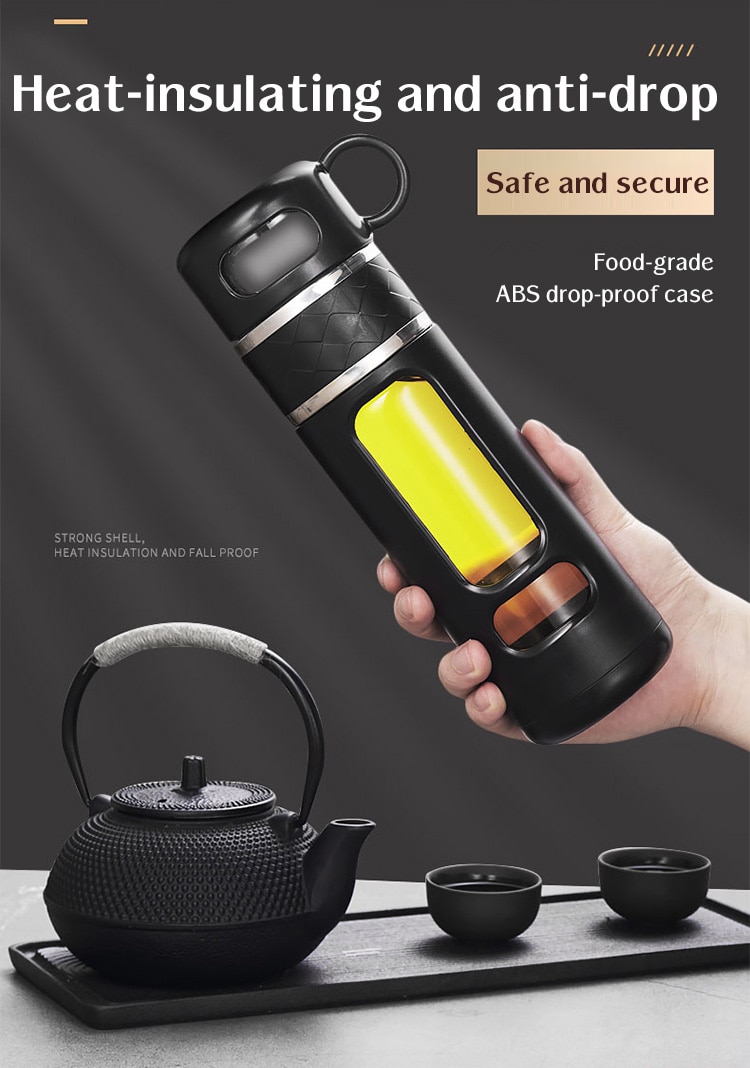 520ML Tea Infusing Bottle Double-Layer Insulation Water Cup with Tea-Water Separation and Portable Filtering