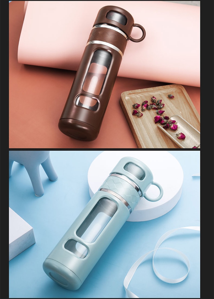 520ML Tea Infusing Bottle Double-Layer Insulation Water Cup with Tea-Water Separation and Portable Filtering