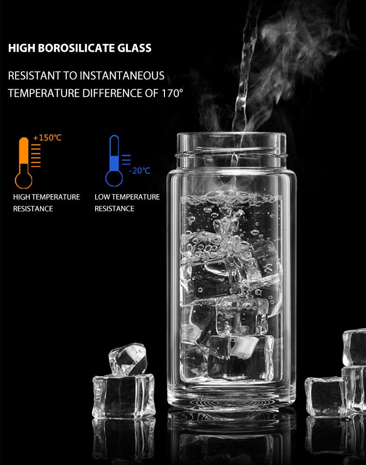 Tea Infusing Bottle Double Wall Thermal Glass Mug with Tea-Water Separation for Creative Insulation