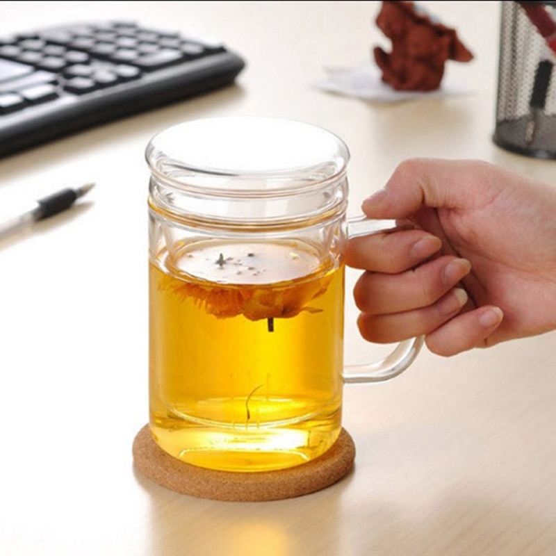 Infuser Mug for Office 400ML Glass Teacup with High Temperature Resistance