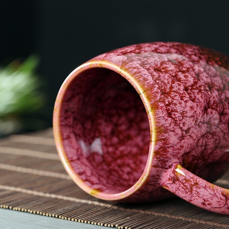 Tea Steeping Mug 480ml Ceramic Kiln-Changed Cup with Handle - Perfect for Coffee, Water, and Porcelain Pottery