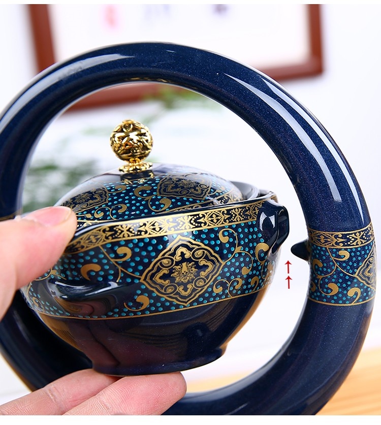 Tea Kit 8-Piece Semi-Automatic Chinese Ceramic Purple Clay Tea Set with Tea Cups and Kung Fu Teapot