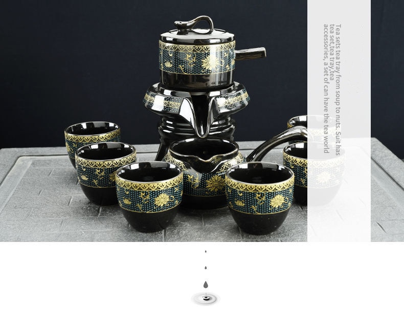Tea Kit 8-Piece Semi-Automatic Chinese Ceramic Purple Clay Tea Set with Tea Cups and Kung Fu Teapot
